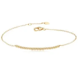14k Curved Beaded Bar Bracelet