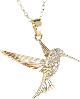 14K Filled Gold Hummingbird Necklace For Women, Swallow Hummingbird Necklaces Chain Birds Animal Pendant Necklaces, Cute Animal Jewelry