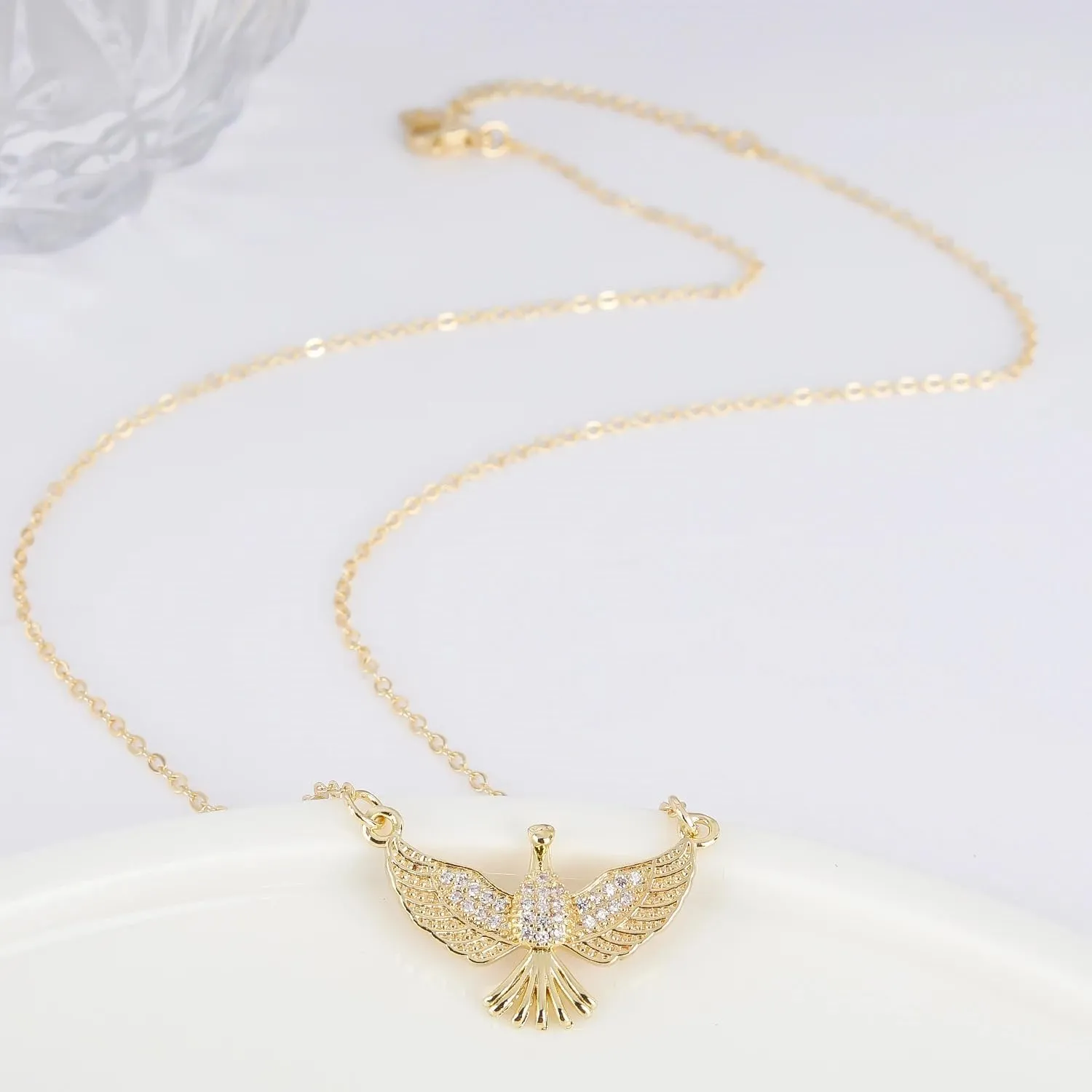 14K Filled Gold Hummingbird Necklace For Women, Swallow Hummingbird Necklaces Chain Birds Animal Pendant Necklaces, Cute Animal Jewelry
