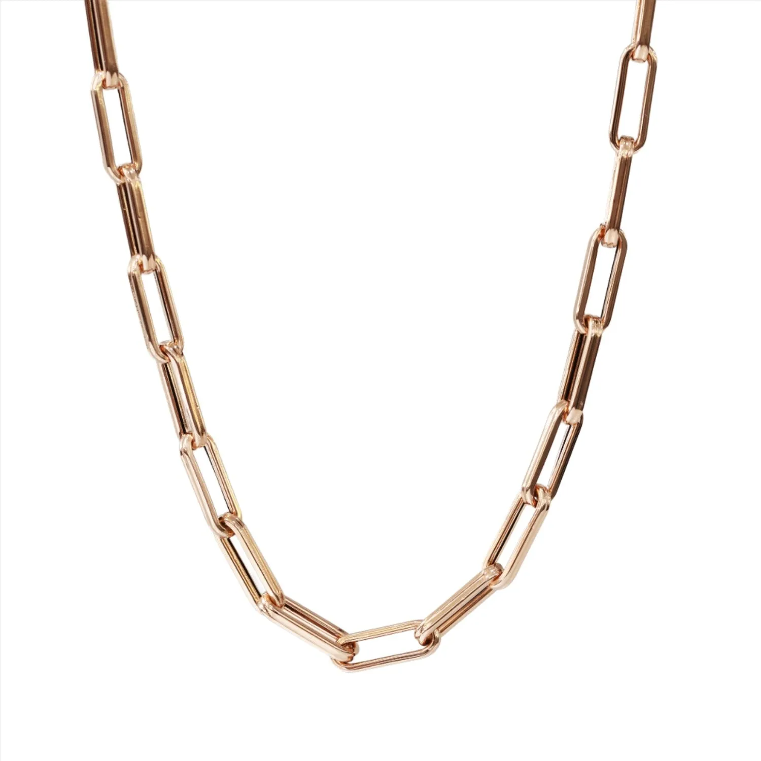 18k Gold Paper Clip Chain Necklace (White/Rose/Yellow Gold)