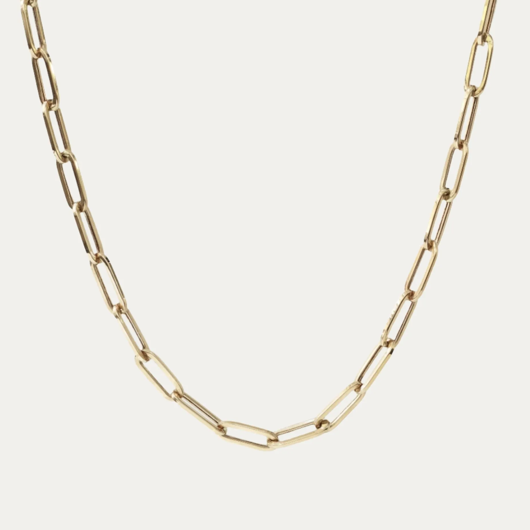 18k Gold Paper Clip Chain Necklace (White/Rose/Yellow Gold)
