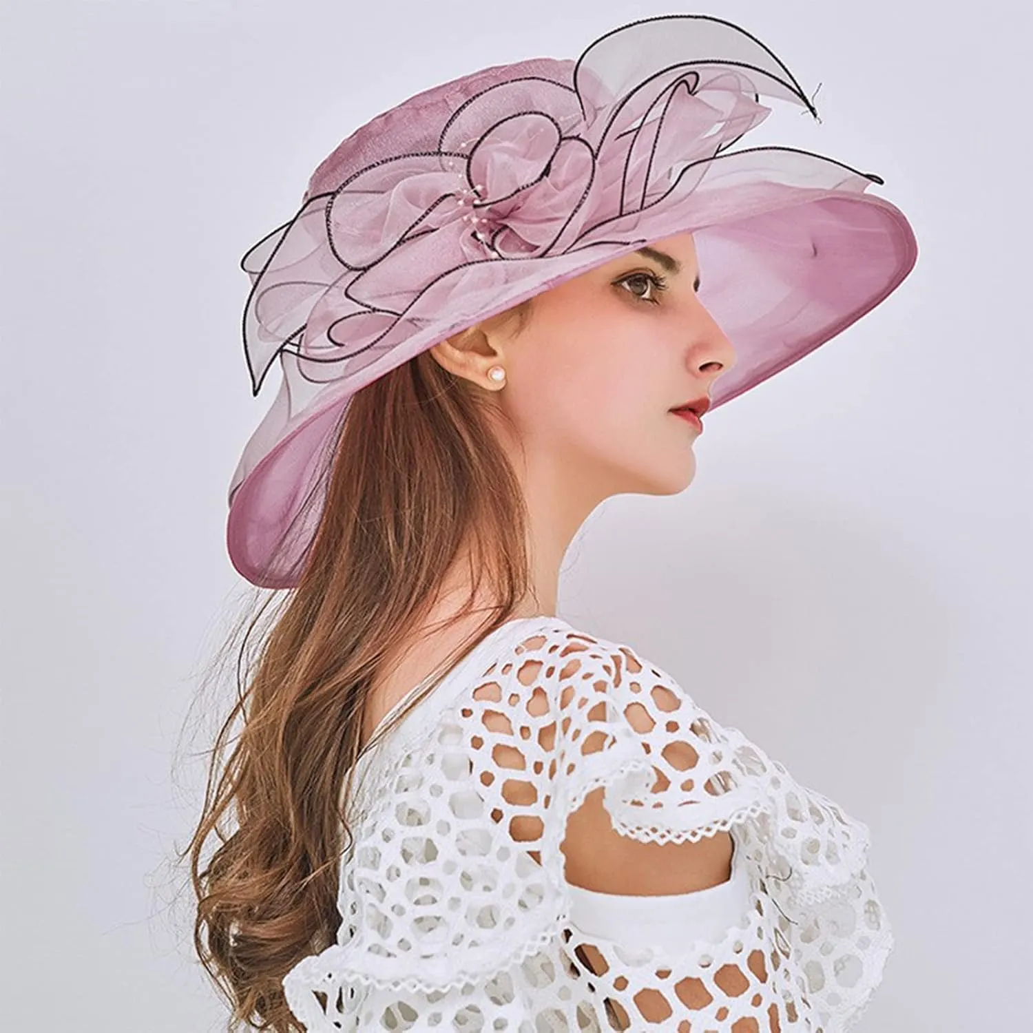 2025 Womens Organza Church Derby Hat - Elegant Fashionable Tea Party Fascinator and Church Hat