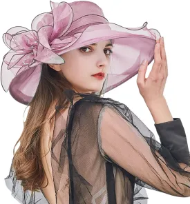 2025 Womens Organza Church Derby Hat - Elegant Fashionable Tea Party Fascinator and Church Hat