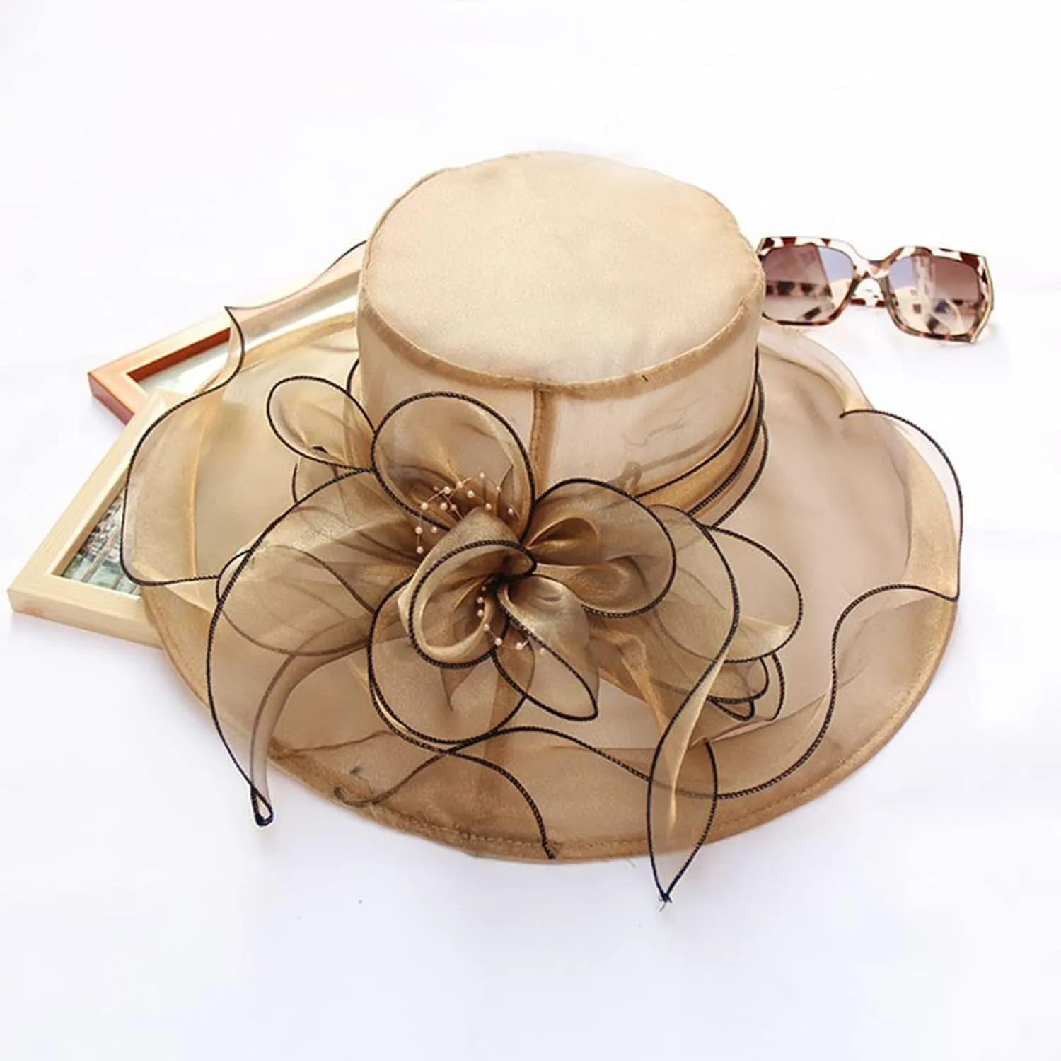 2025 Womens Organza Church Derby Hat - Elegant Fashionable Tea Party Fascinator and Church Hat