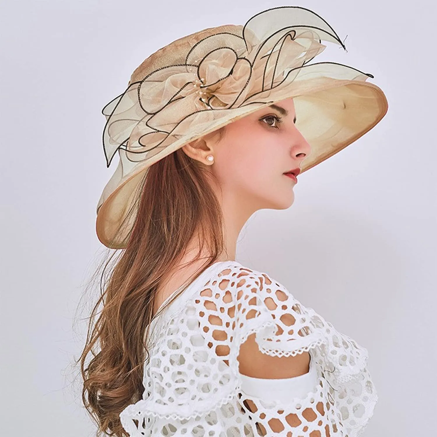 2025 Womens Organza Church Derby Hat - Elegant Fashionable Tea Party Fascinator and Church Hat