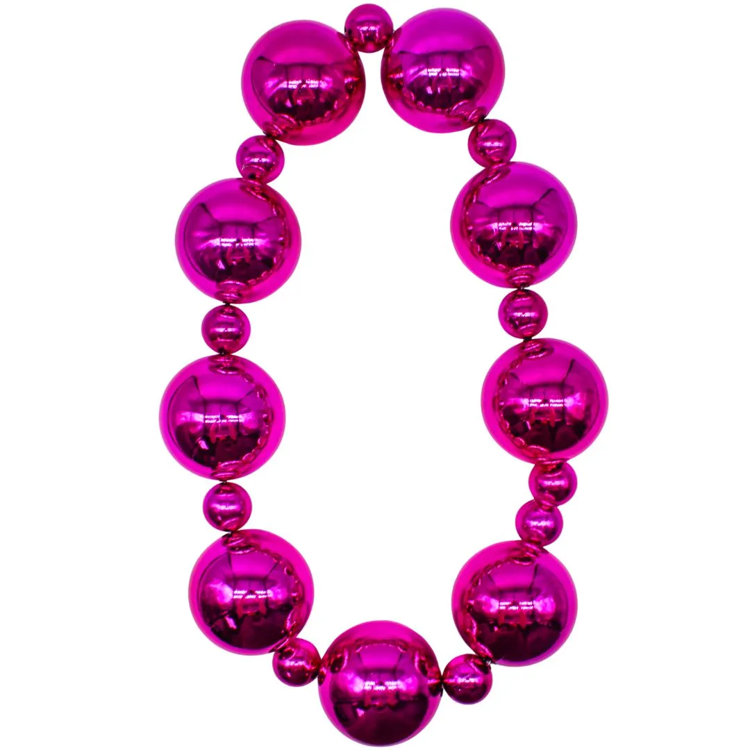54" 40/100mm Hot Pink Big Balls Necklace (Each)