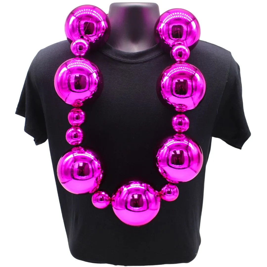 54" 40/100mm Hot Pink Big Balls Necklace (Each)