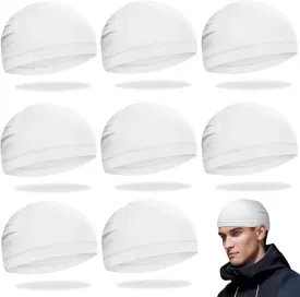9 Pcs Skull Cap, Sweat Wicking Cooling Helmet Liner, Lightweight Breathable Cycling Beanie for Men Women White