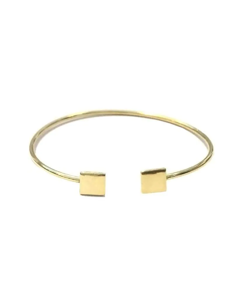 Adjustable Simple Geometric Bracelet in Gold or Silver - Handmade in England, Hypoallergenic Brass Jewelry