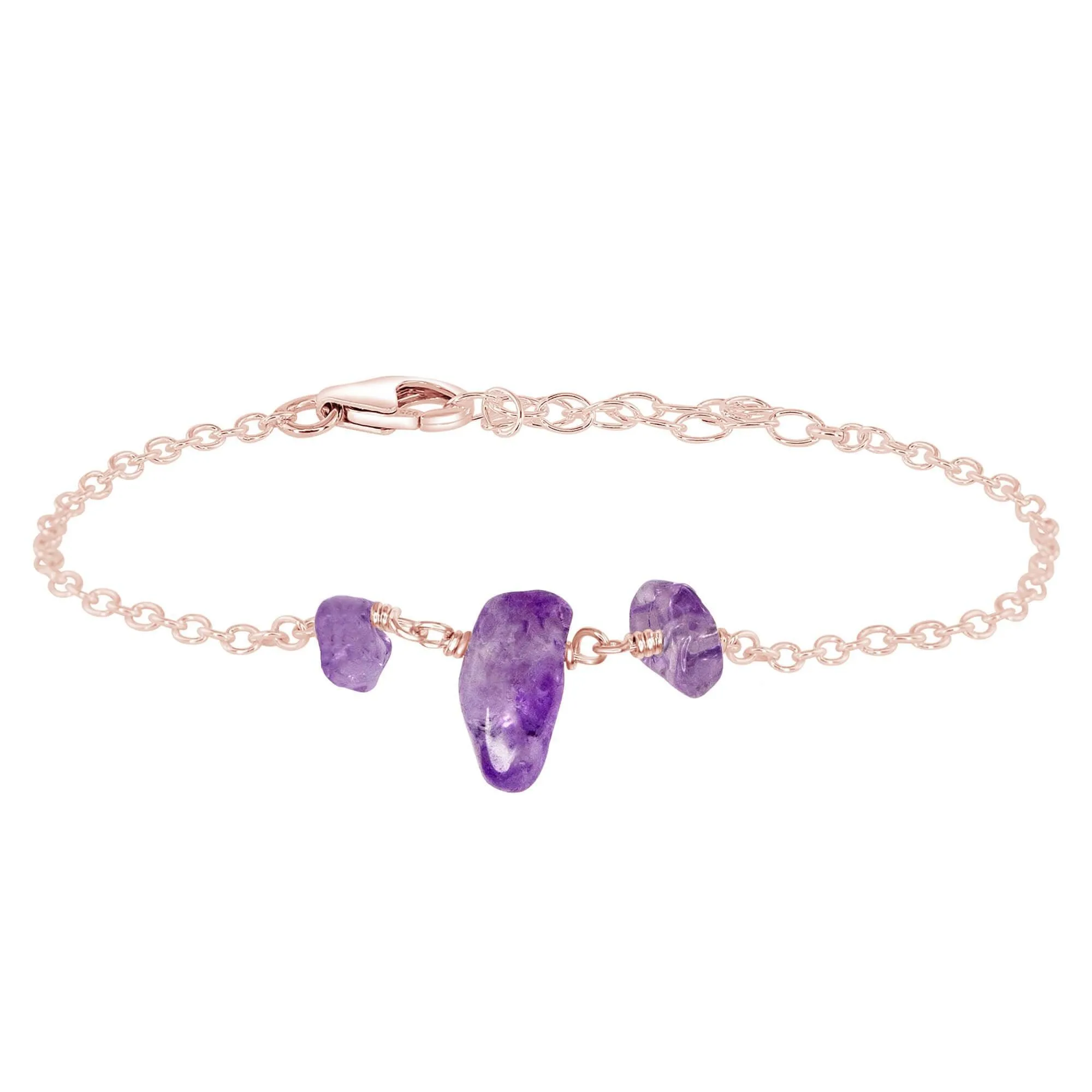 Amethyst Beaded Chain Bracelet