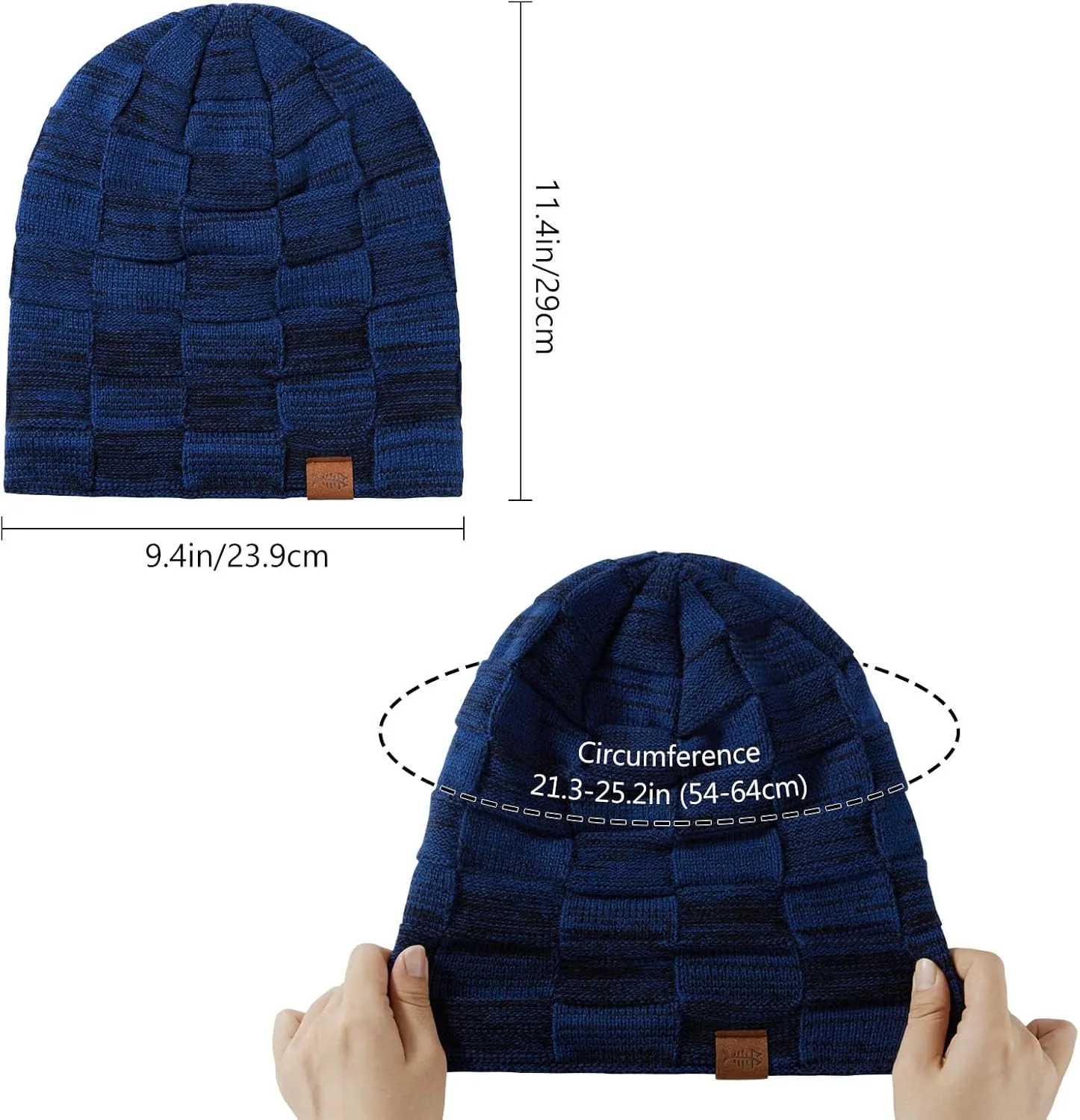 BASSDASH Winter Slouchy Beanies Thick Fleece Lined Skull Cap for Men Women Warm Knitting Hat