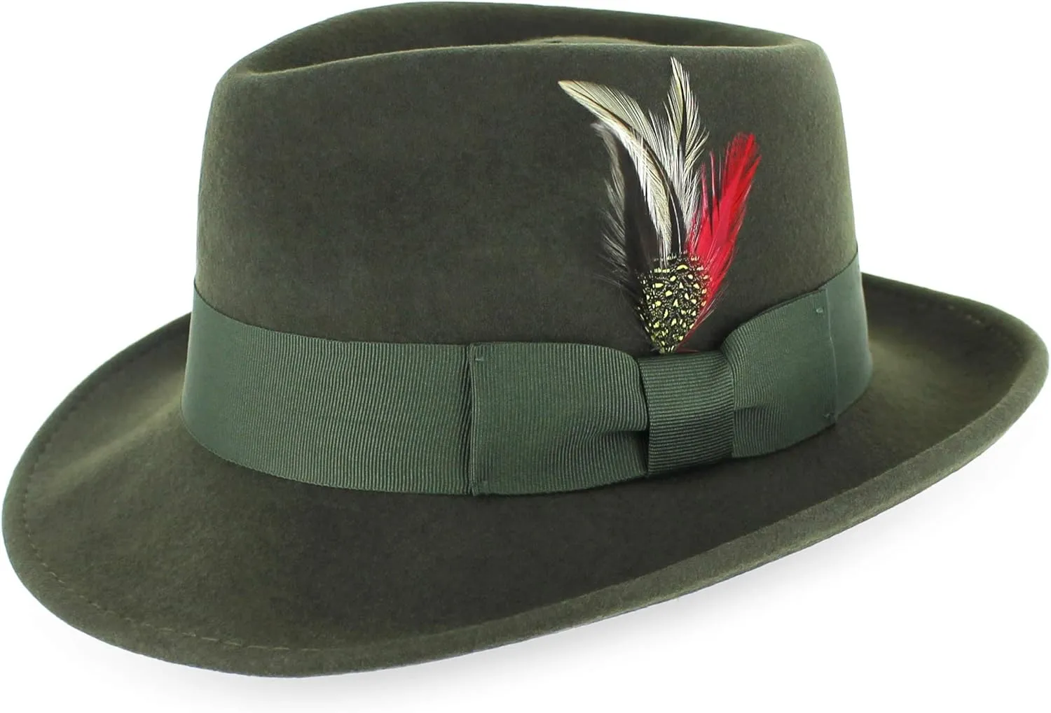 Belfry Gangster 100% Wool Stain Resistant Crushable Dress Fedora in Black Grey Navy Brown Pecan