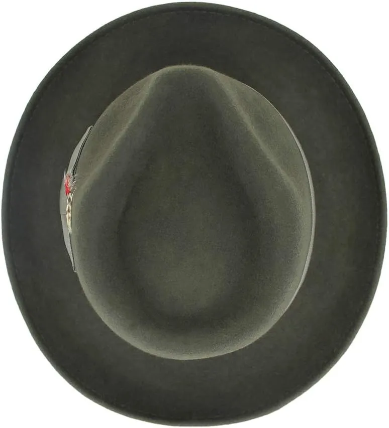 Belfry Gangster 100% Wool Stain Resistant Crushable Dress Fedora in Black Grey Navy Brown Pecan
