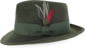 Belfry Gangster 100% Wool Stain Resistant Crushable Dress Fedora in Black Grey Navy Brown Pecan