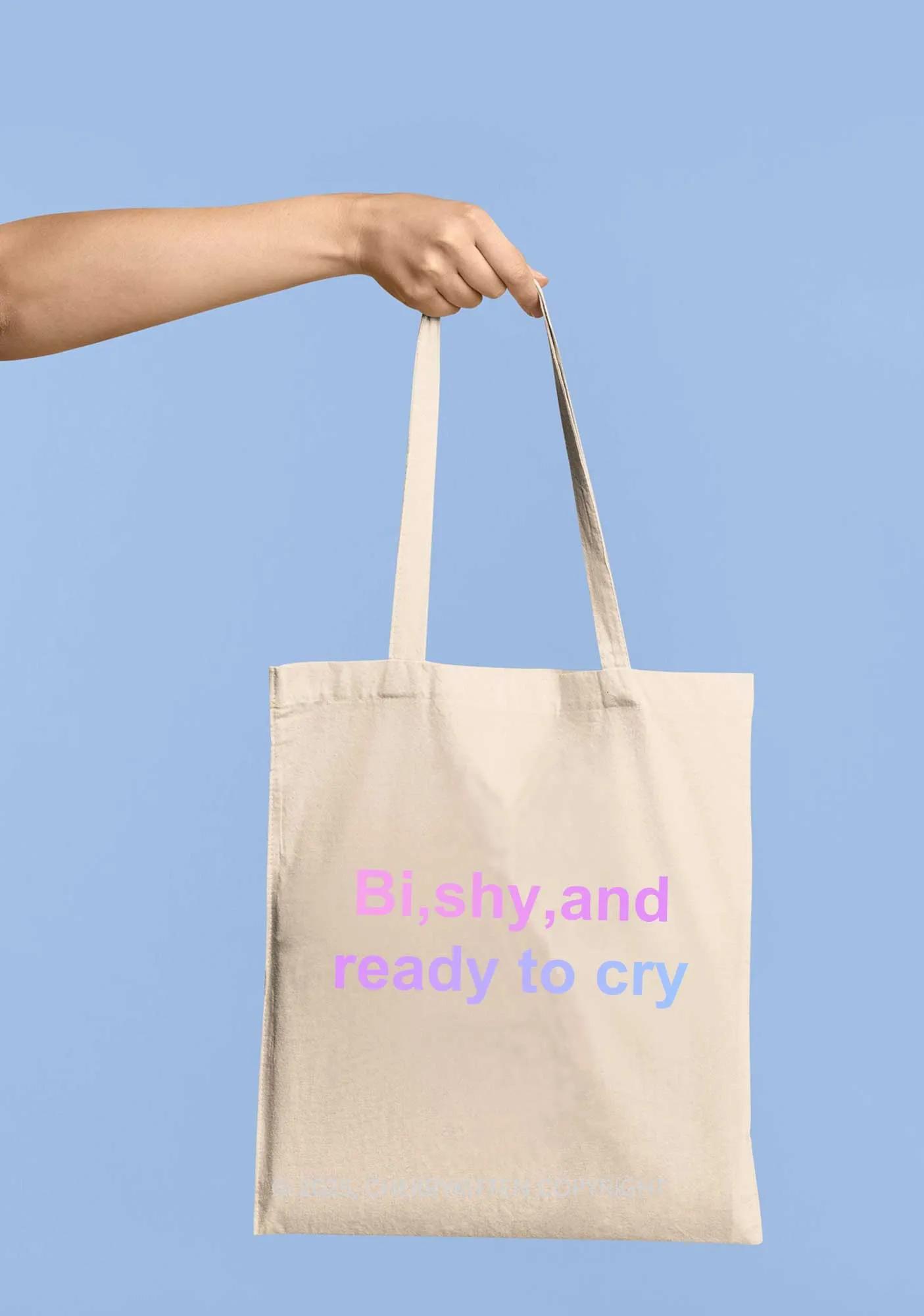 Bi Shy And Ready To Cry Pride Y2K Canvas Tote Bag Cherrykitten