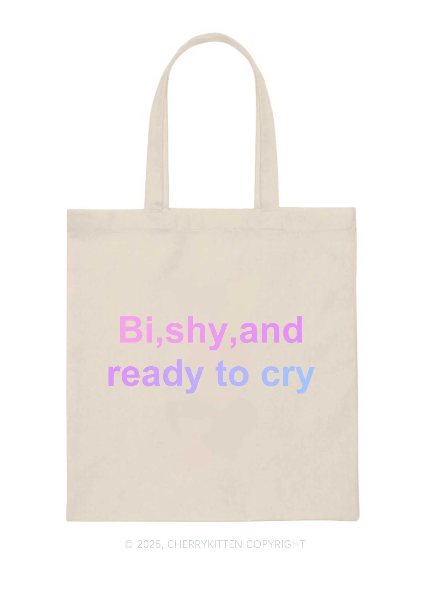 Bi Shy And Ready To Cry Pride Y2K Canvas Tote Bag Cherrykitten