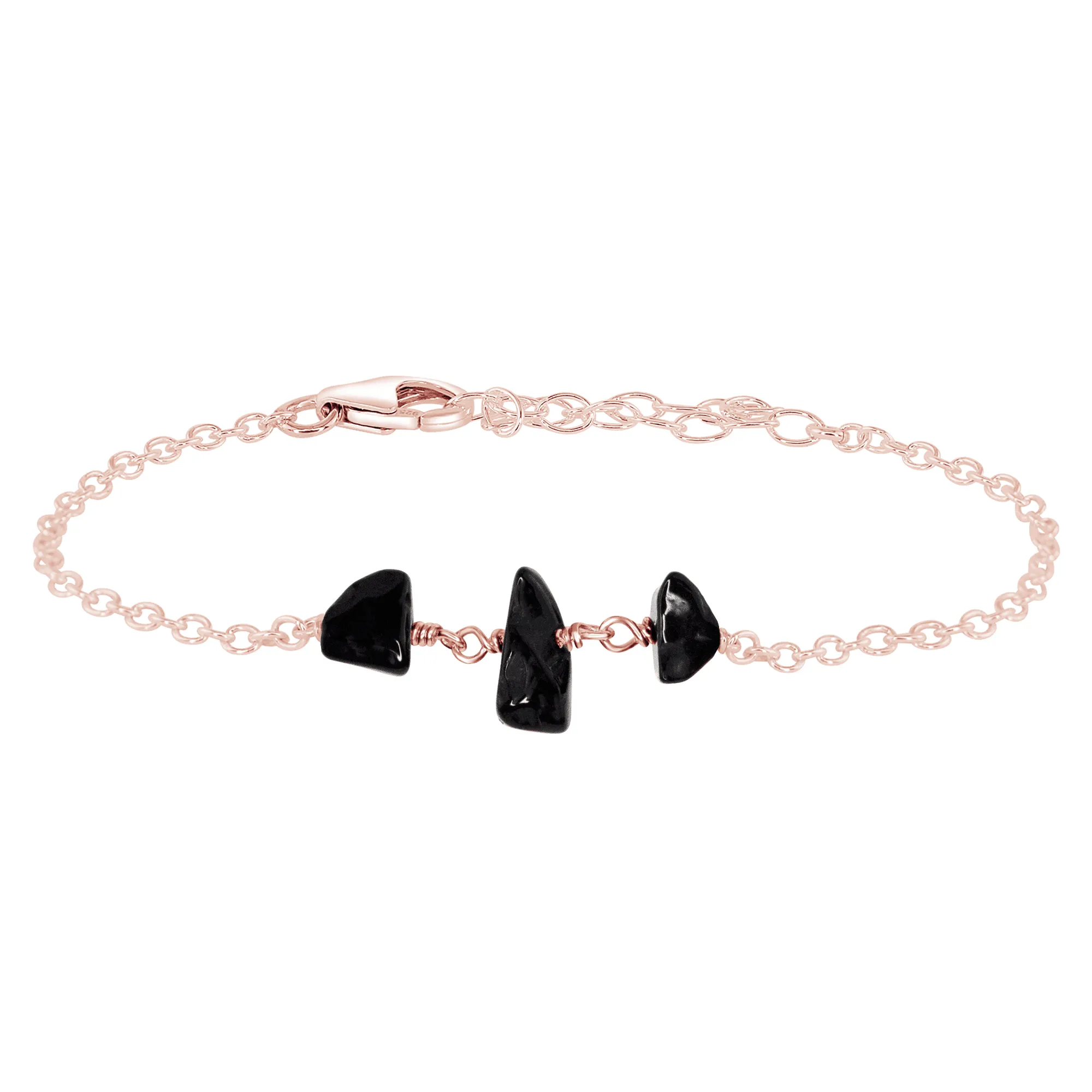 Black Onyx Beaded Chain Bracelet