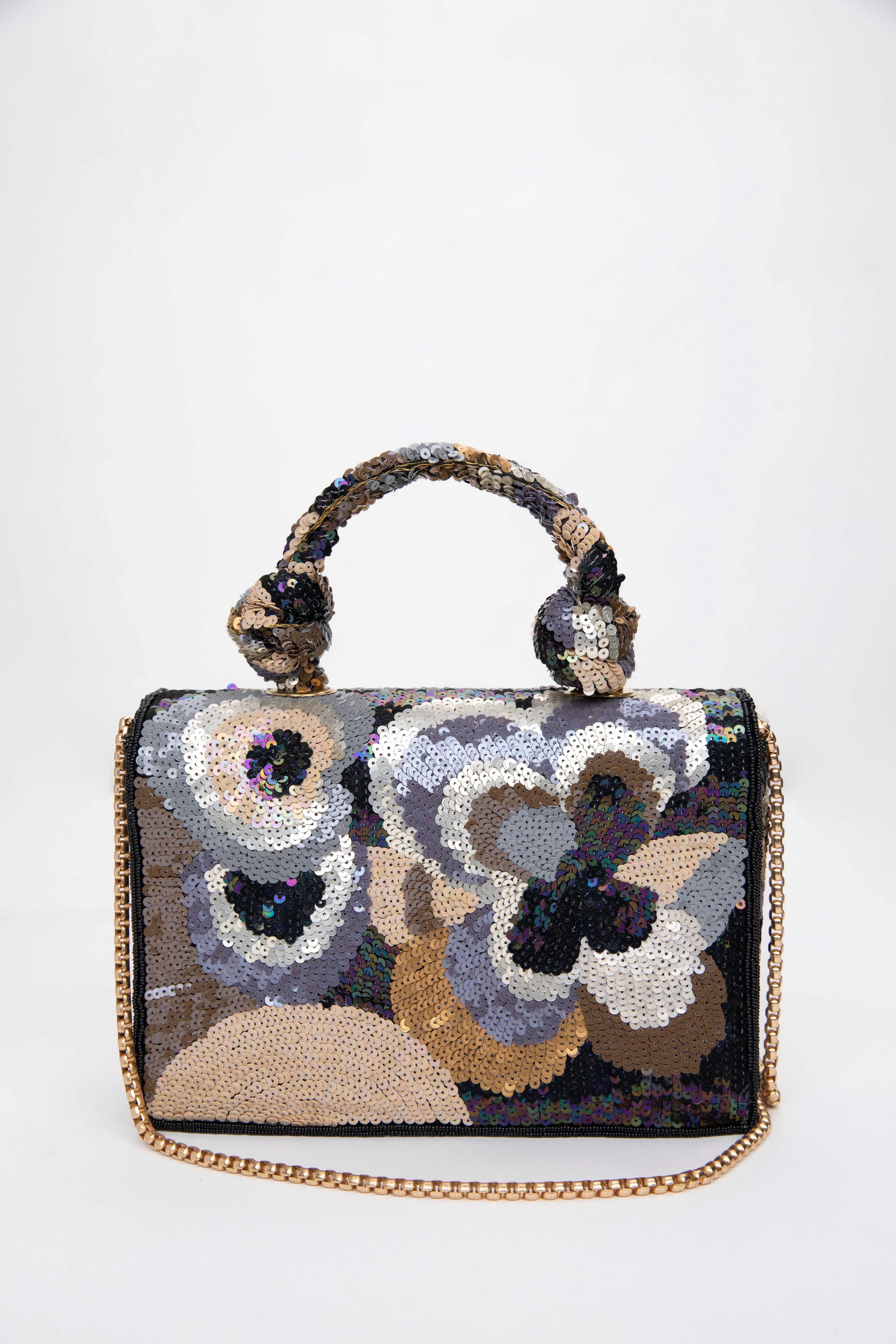 Black Velvet Beaded Clutch Purse: Elegant Sequin Party Bag
