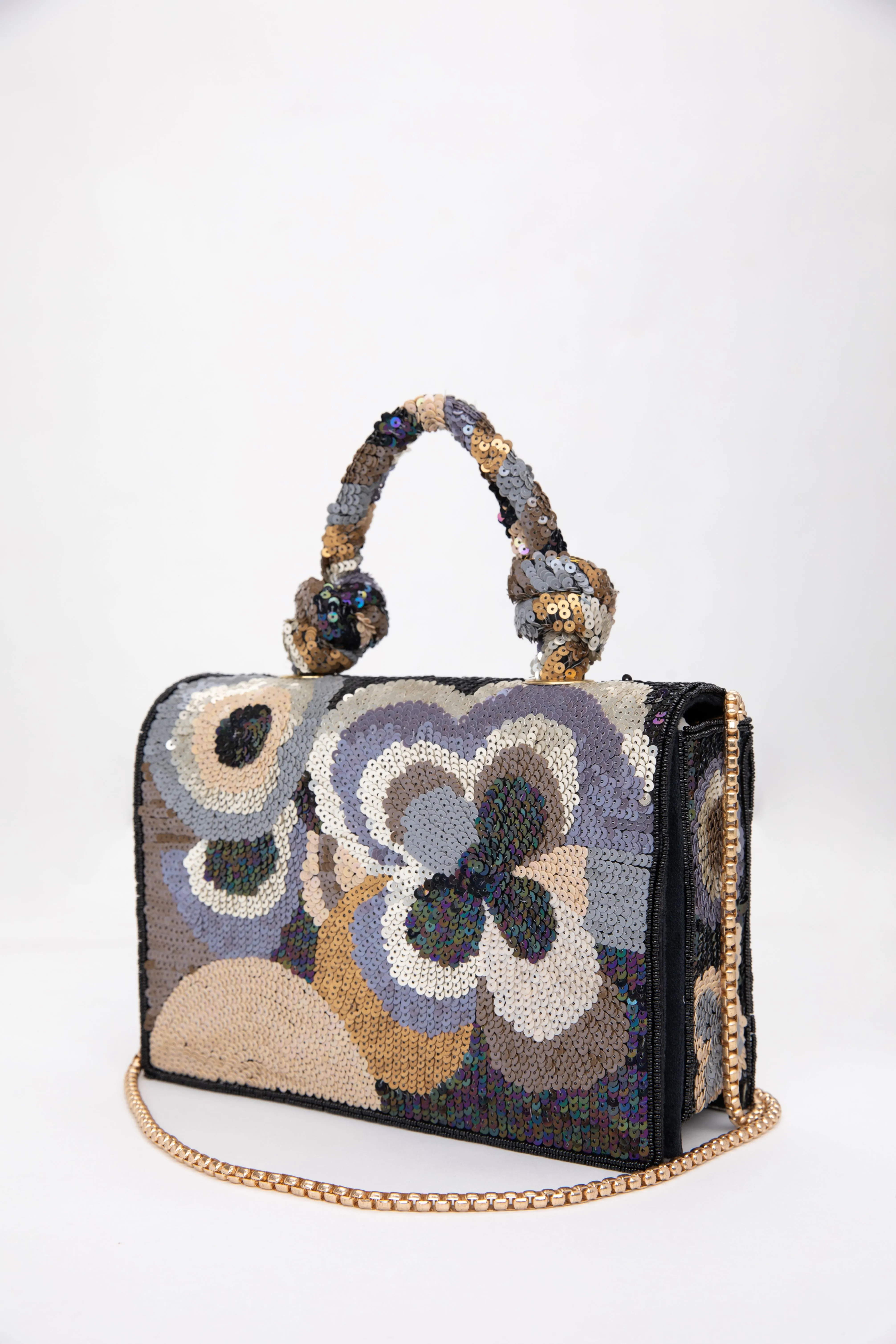Black Velvet Beaded Clutch Purse: Elegant Sequin Party Bag