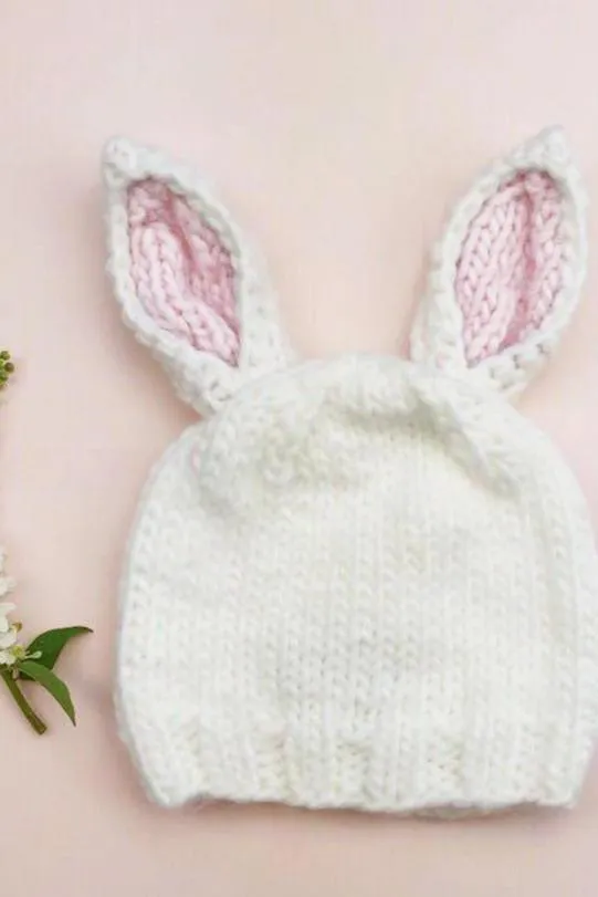 Blueberry Hill - White Pink Bunny Hat