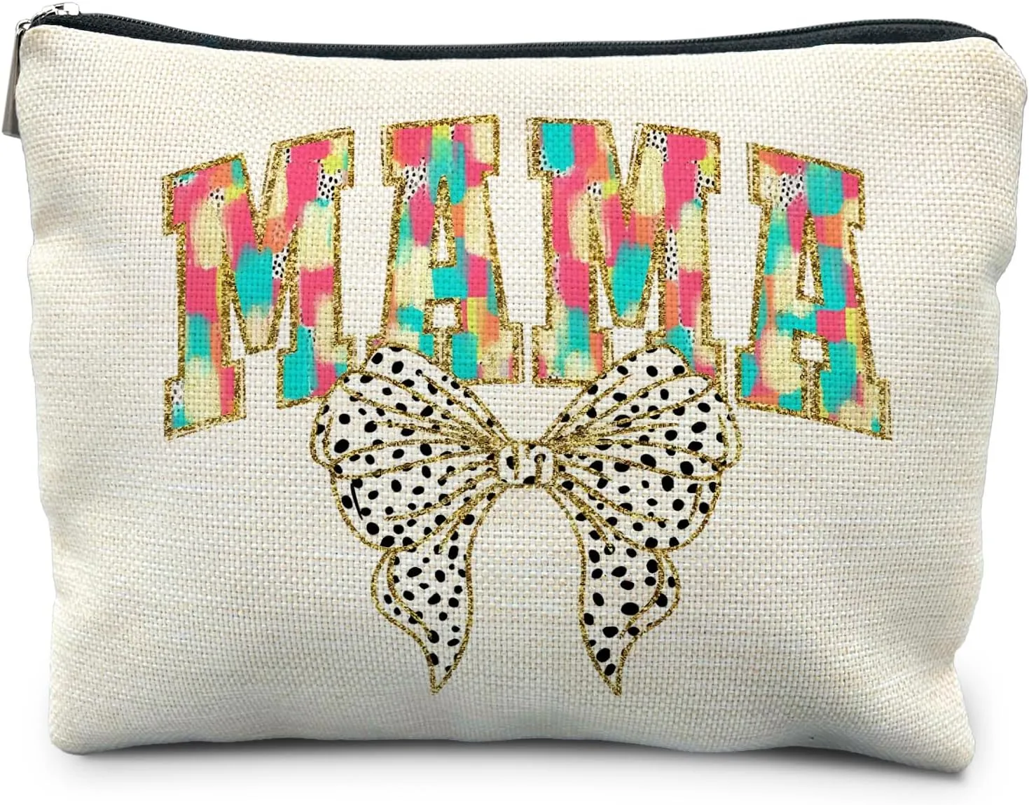 Bow Mama Makeup Bag, Mom Gifts Cosmetic Bags for Women, Mama Makeup Zipper Pouch, Mama Mom Gifts from Daughters Sons, Mothers Day Gifts for Mom