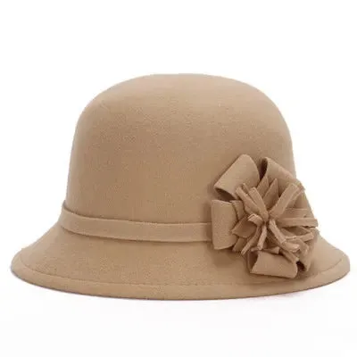 Classic Cloche Hat with Flower Knot - Fushia