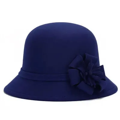 Classic Cloche Hat with Flower Knot - Fushia