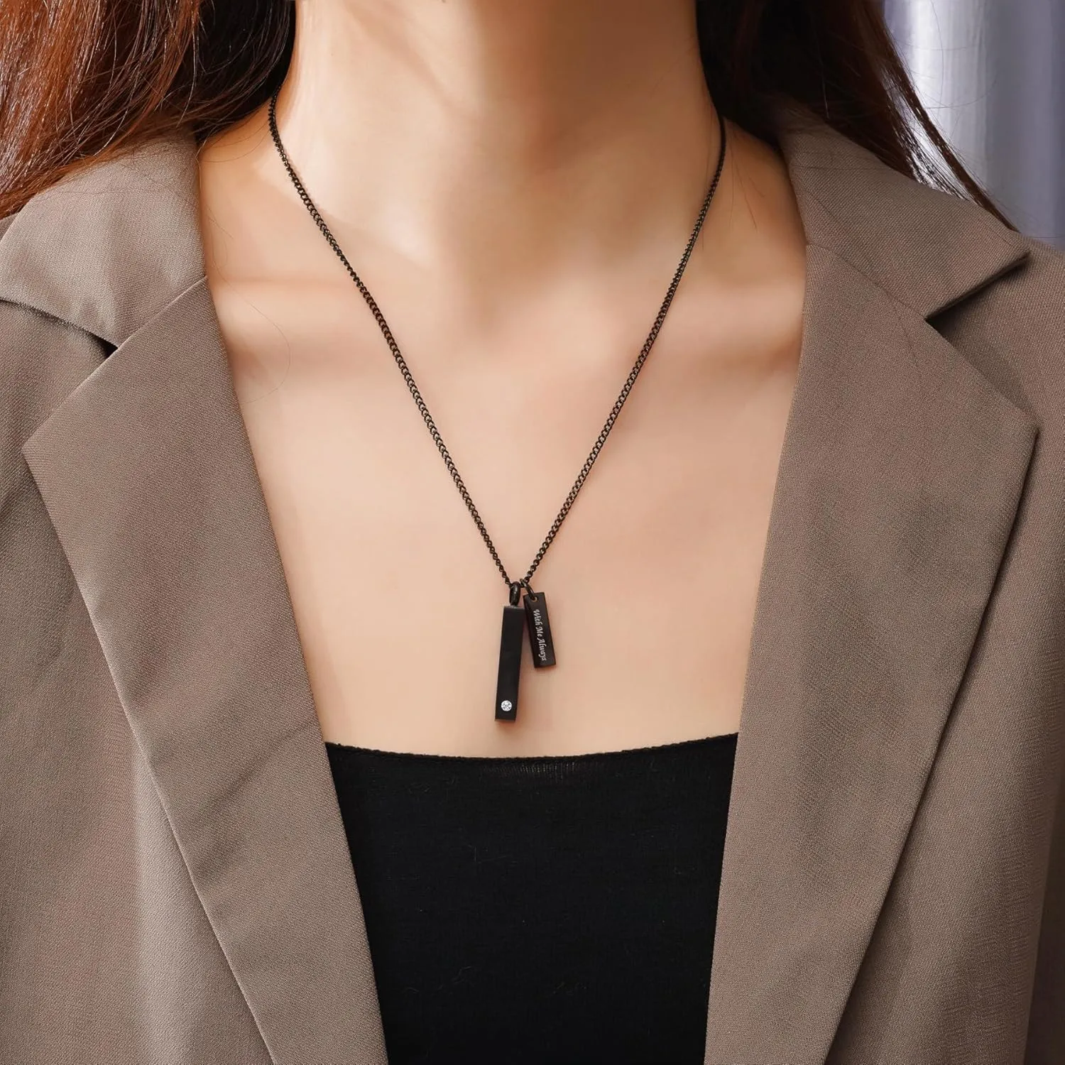 Crystal Black Cremation Jewelry for Ashes Silver Urn Necklace for Ashes, Birthstone Cube Urns Memorial Ashes Necklace Pendant Keepsake, Cremation Urn Jewelry Bar Locket With CZ