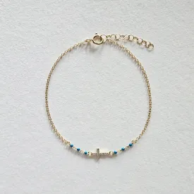 Crystal Cross With Turquoise Bracelet