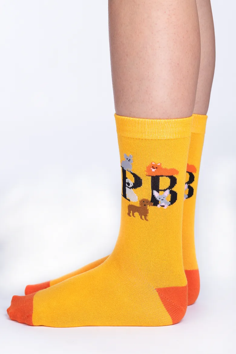 Dogmania Orange Dog Bamboo Socks: Stylish and Comfortable Socks for Dog Lovers