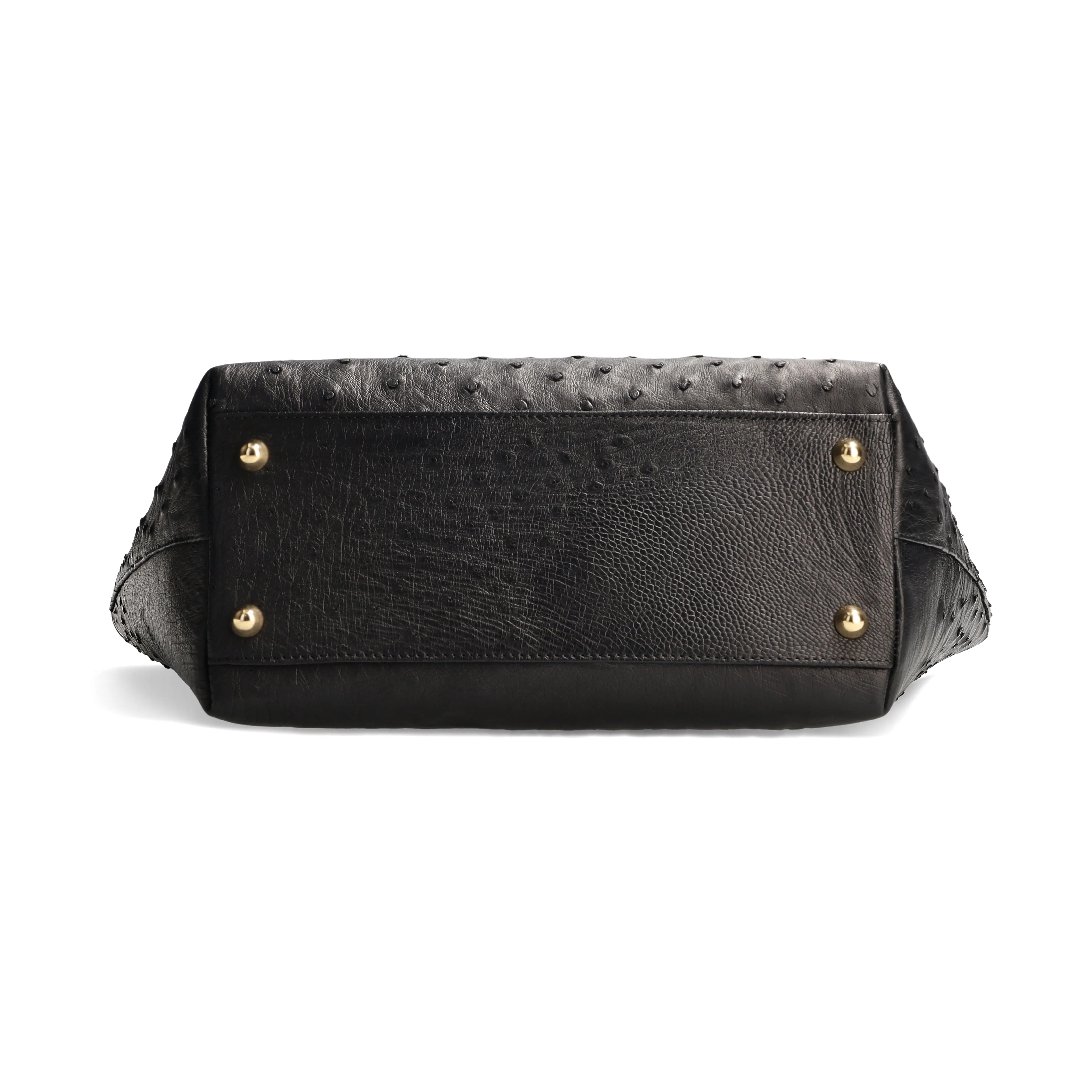 ERICA - Black Ostrich Leather Tote Bag