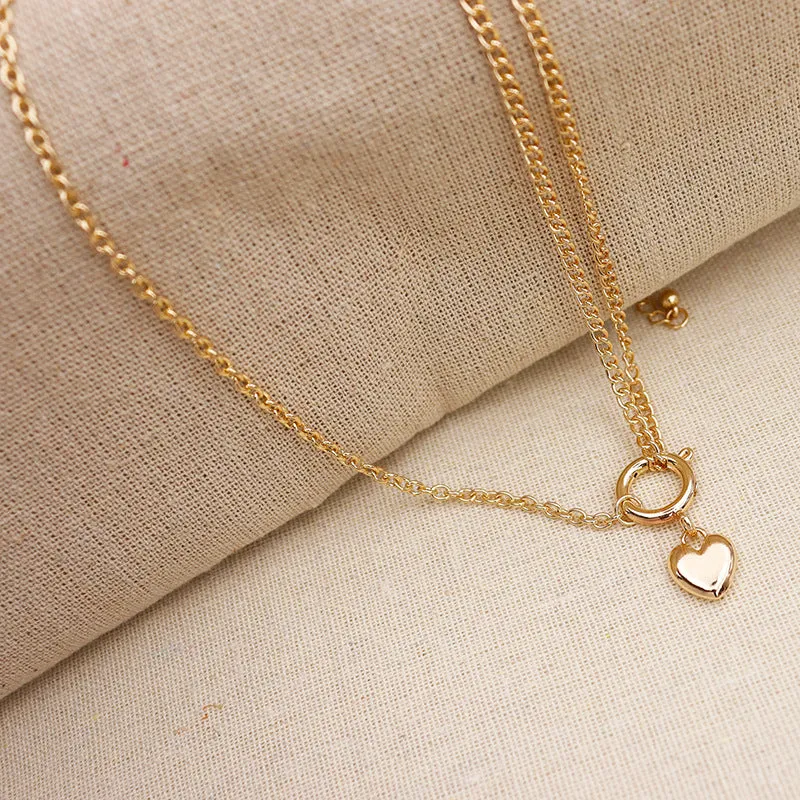 European Chic Alloy Peach Heart Pendant Necklace - Vienna Verve Collection