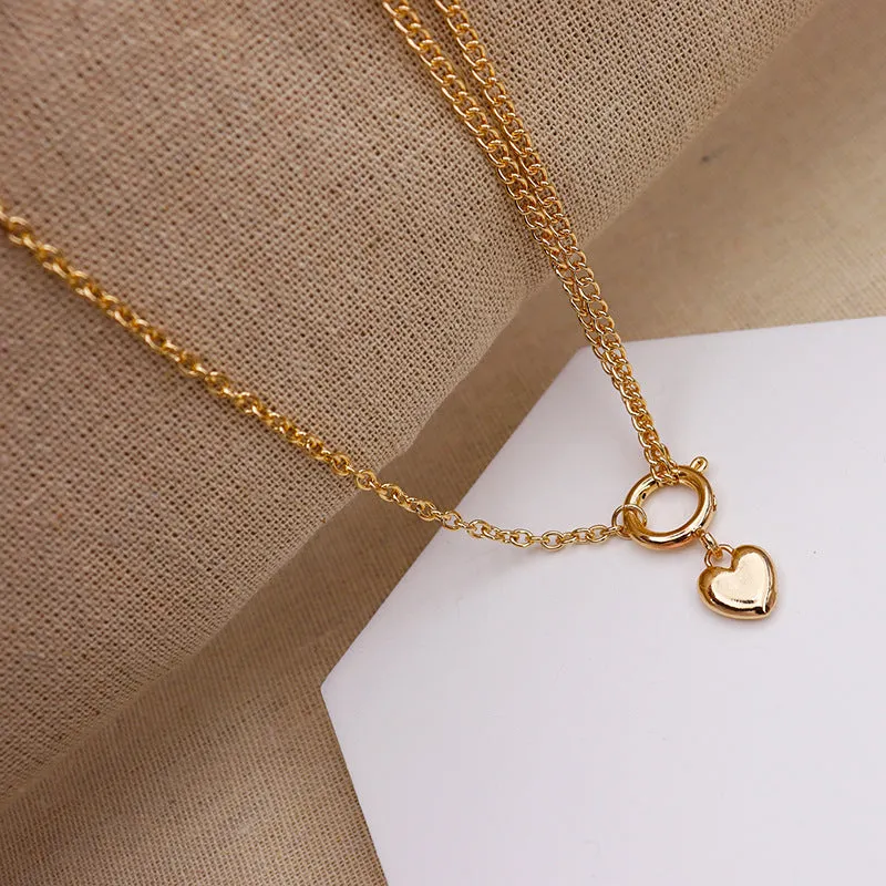 European Chic Alloy Peach Heart Pendant Necklace - Vienna Verve Collection