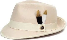 FADACHY Fedora Hats for Men & Women Short Brim Felt hat Trilby Fedora with Feather Panama Dress Hat
