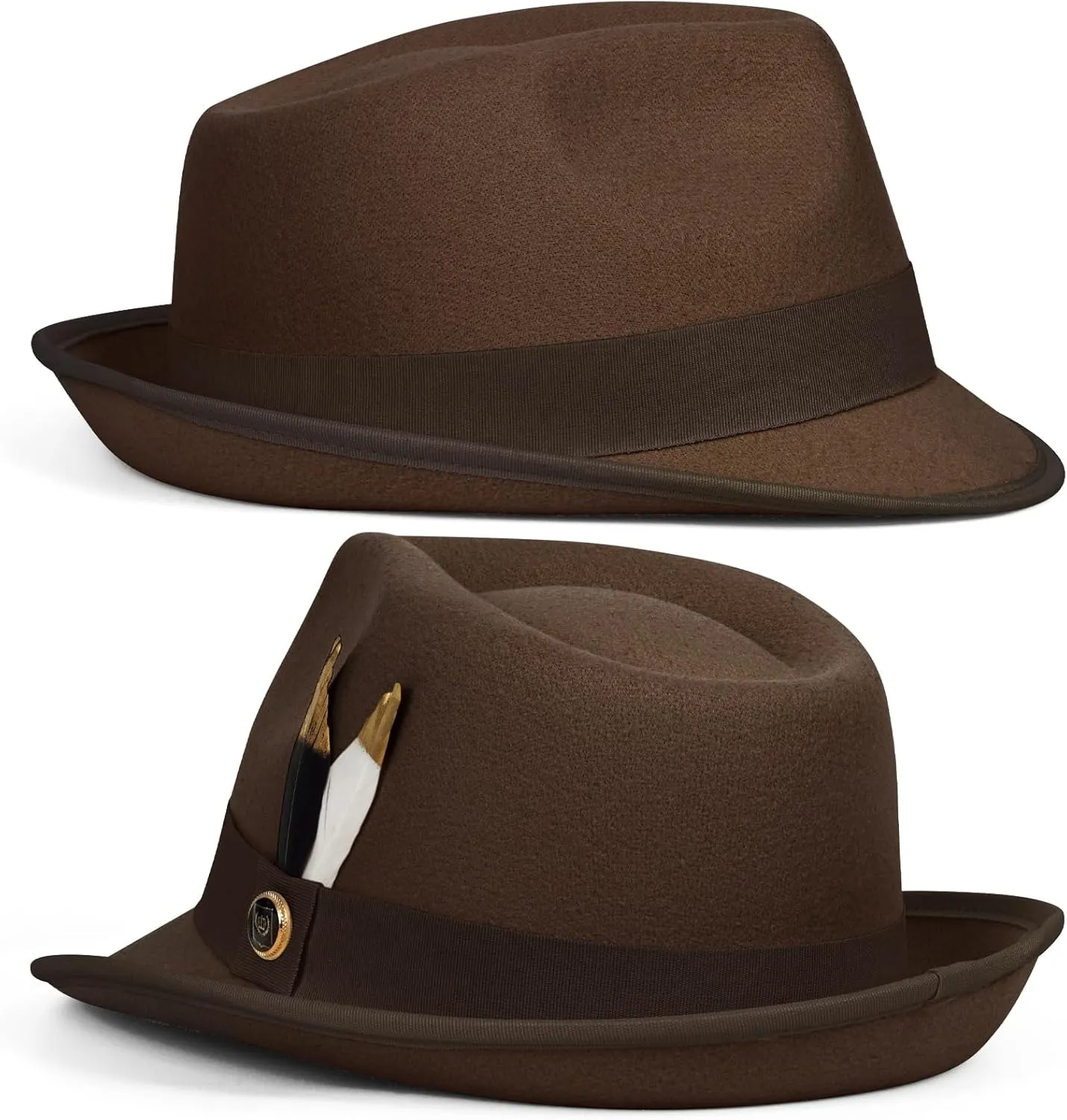 FADACHY Fedora Hats for Men & Women Short Brim Felt hat Trilby Fedora with Feather Panama Dress Hat