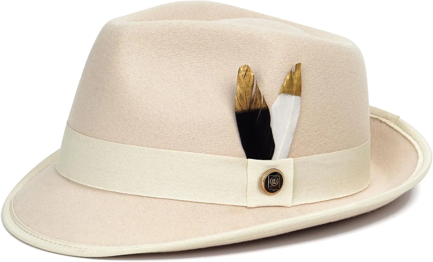 FADACHY Fedora Hats for Men & Women Short Brim Felt hat Trilby Fedora with Feather Panama Dress Hat