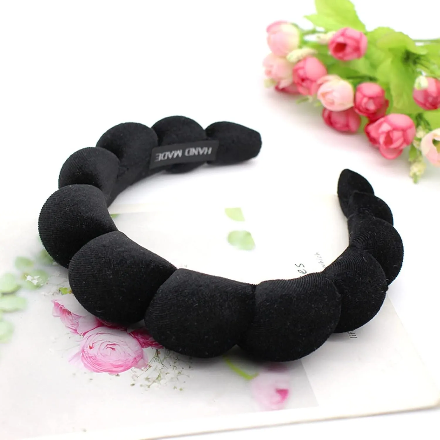 Fashion Headbands for Women Padded Fabric Hair Bands Wide Velvet Non Slip Headband Hair Accessories for Women Girls, Black