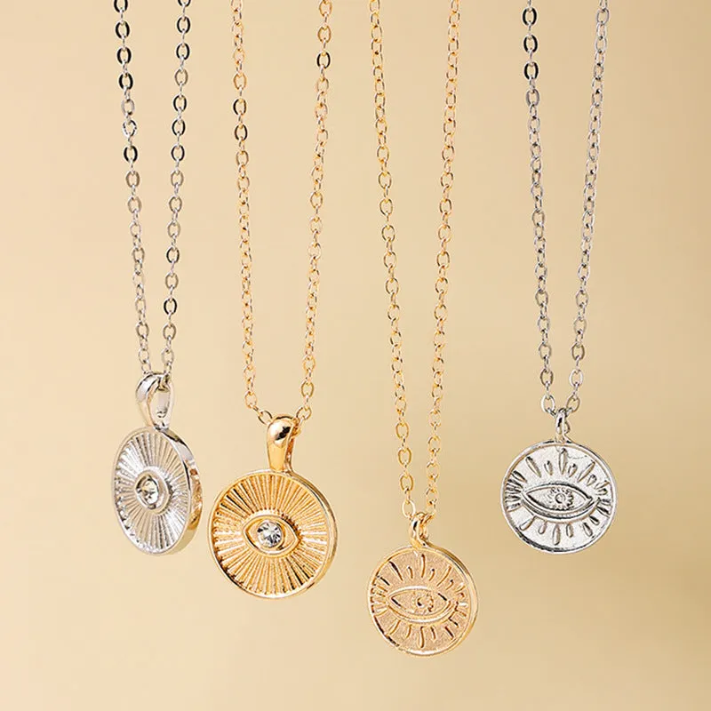 Fashionable Demon Eye Pendant Necklace with Cross-Border Stripe Design