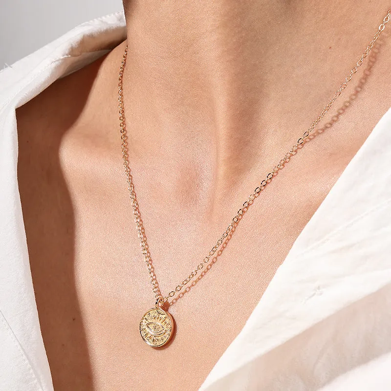 Fashionable Demon Eye Pendant Necklace with Cross-Border Stripe Design