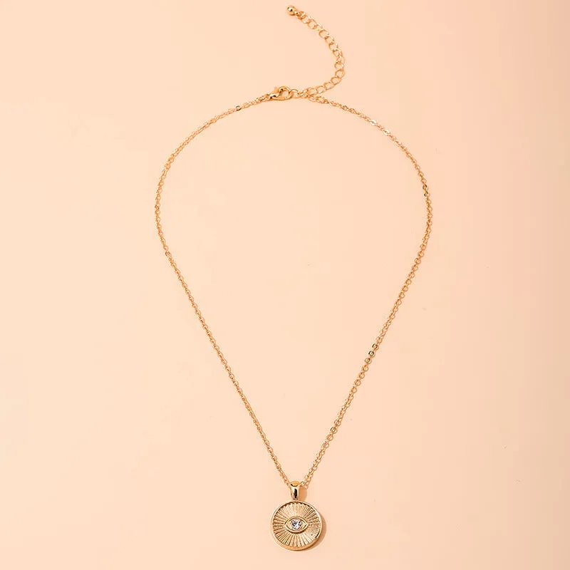 Fashionable Demon Eye Pendant Necklace with Cross-Border Stripe Design