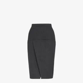 FENDI Anthracite Gray Striped Midi Skirt