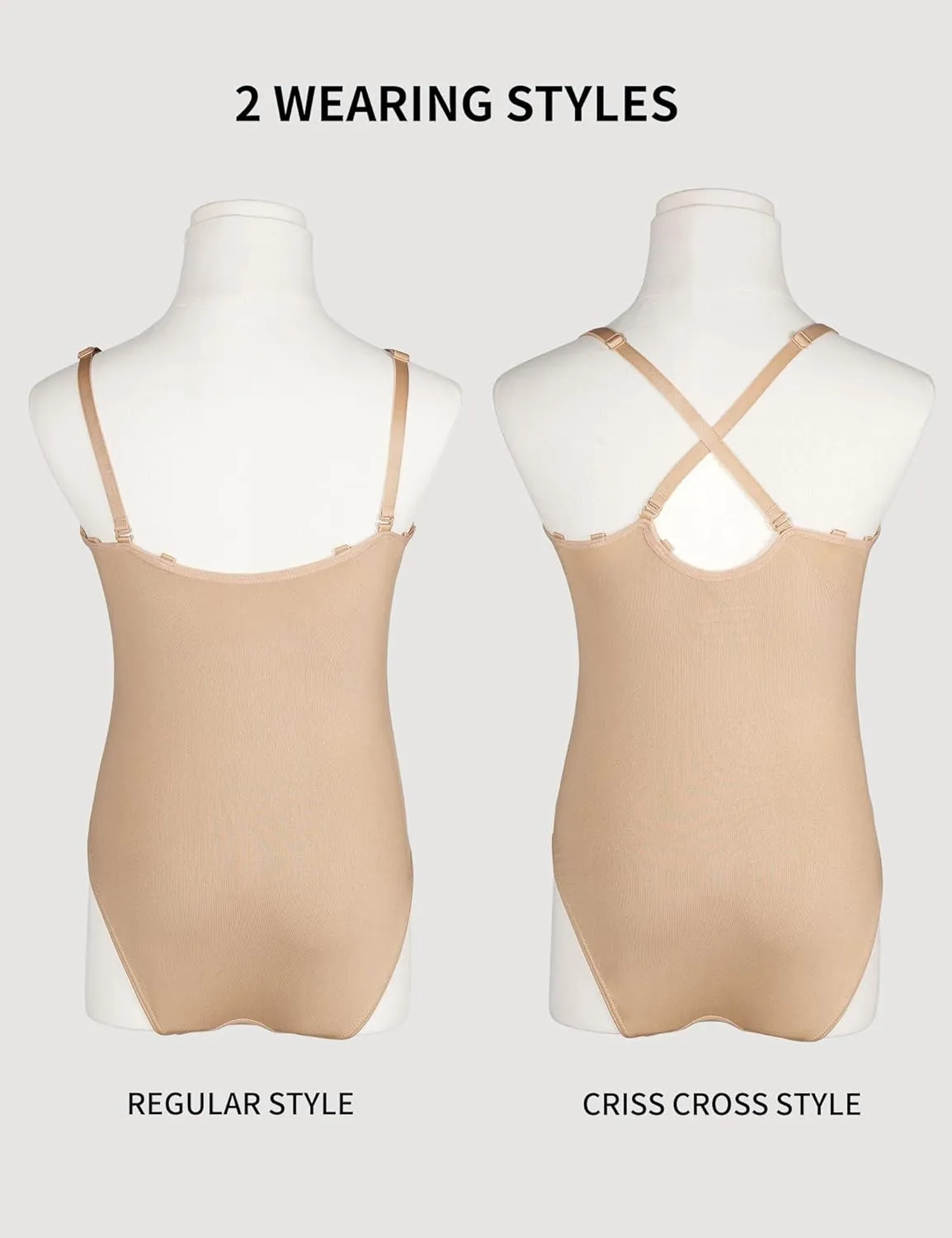 Girls Nude Leotard, Seamless Dance Undergarment for Girls with Adjustable Straps for Ballet/Gymnastics/Skating