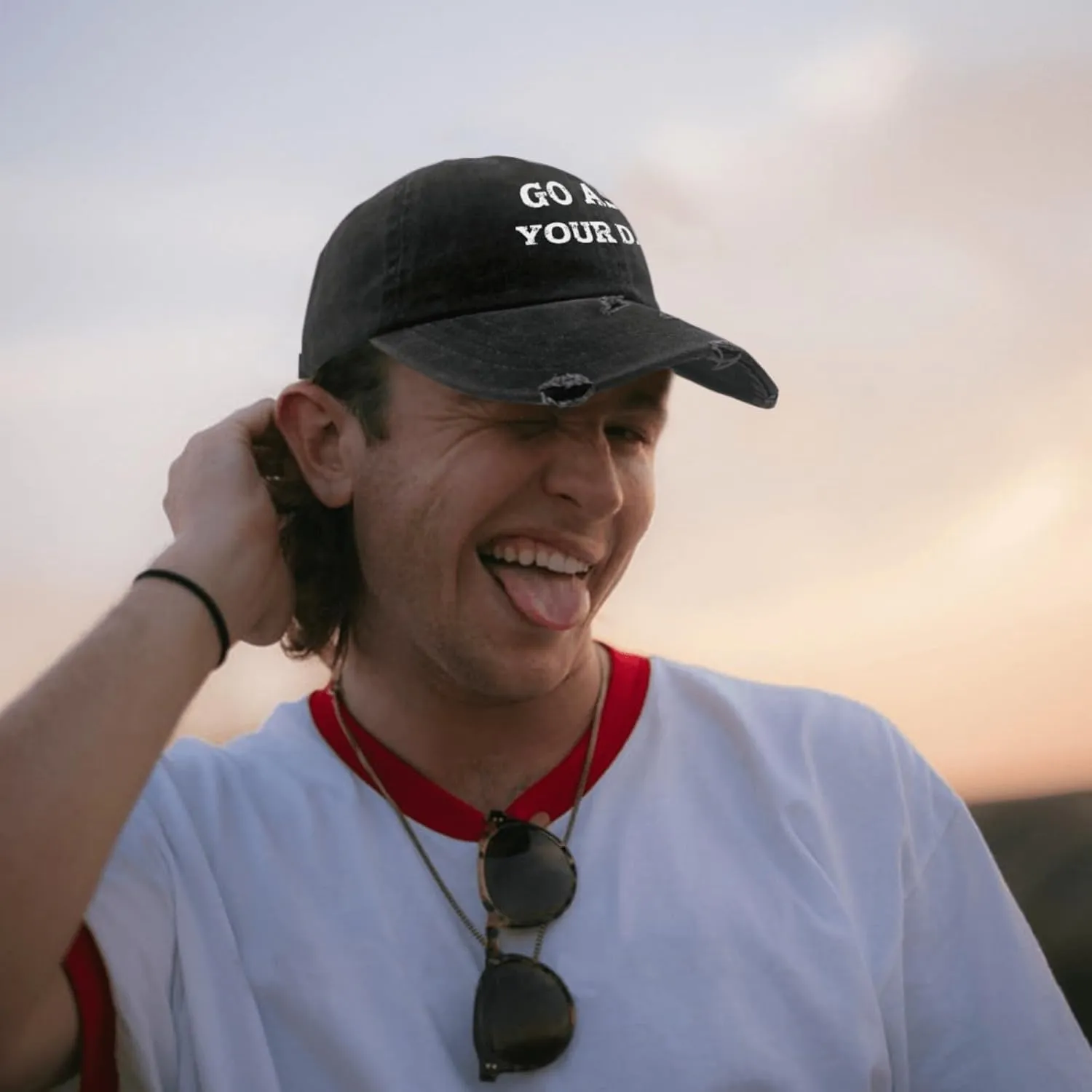 Go Ask Your Dad Hats for Men Washed Distressed Baseball Caps Vintage Washed Ball Cap Light Weight