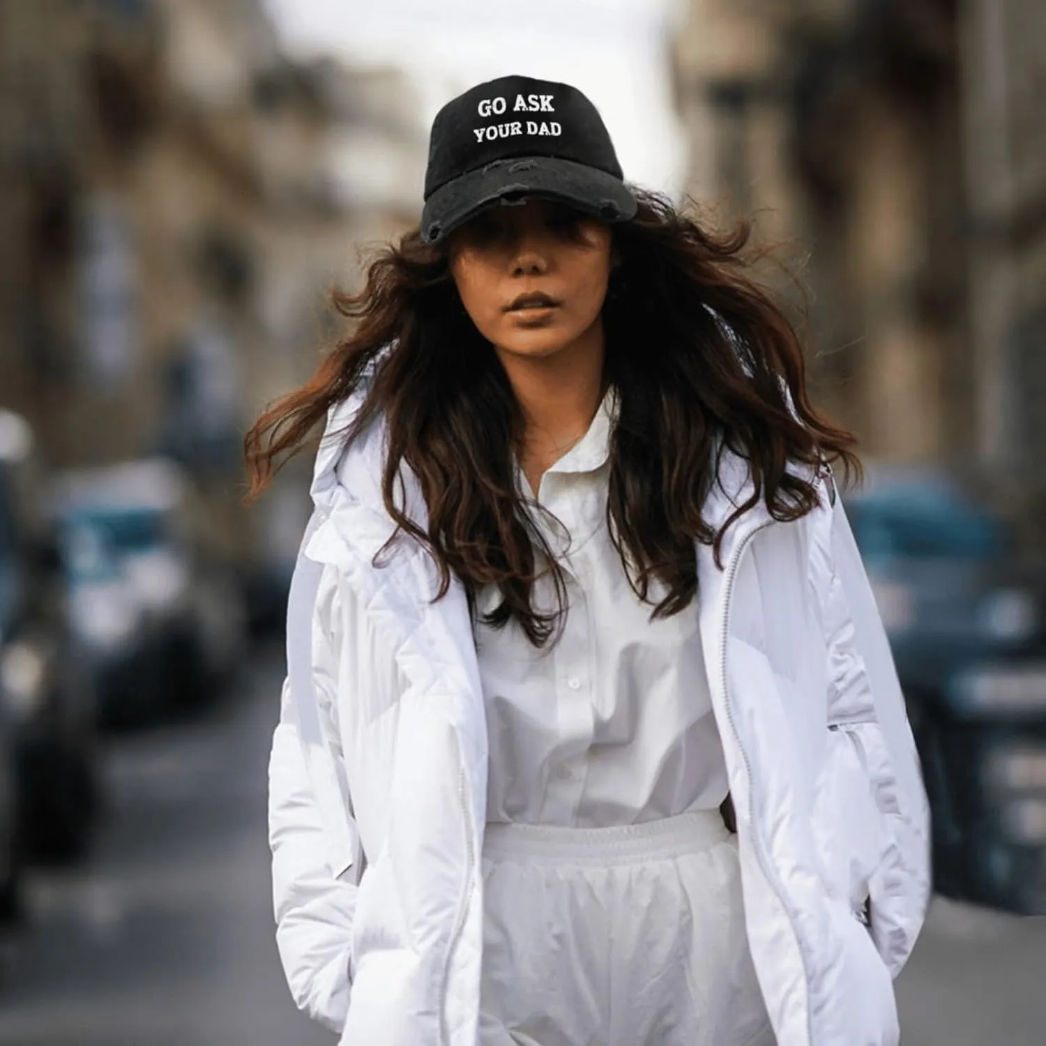 Go Ask Your Dad Hats for Men Washed Distressed Baseball Caps Vintage Washed Ball Cap Light Weight