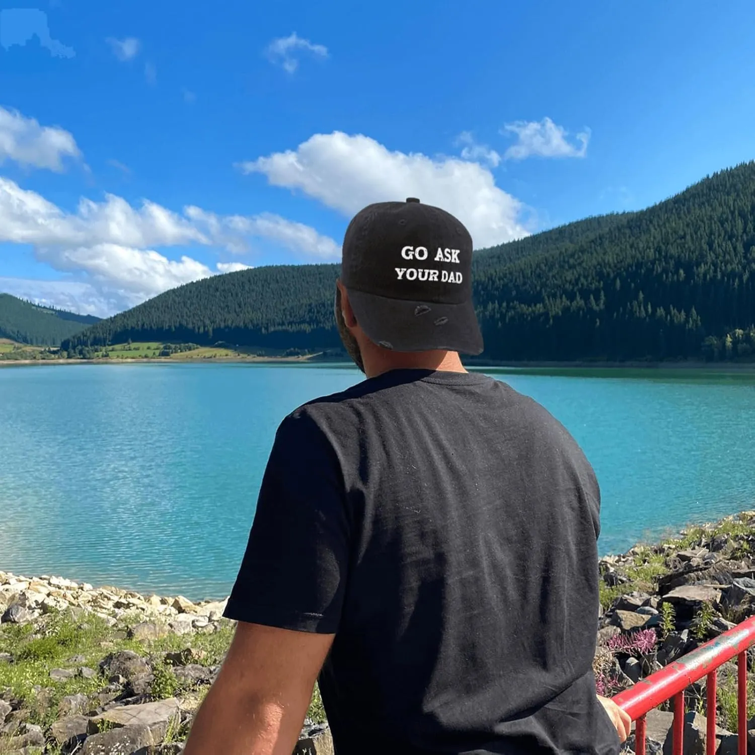 Go Ask Your Dad Hats for Men Washed Distressed Baseball Caps Vintage Washed Ball Cap Light Weight