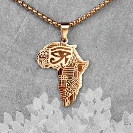 Golden Safari: Bold Africa Map Necklace for Men Stainless Steel Pendant Chain