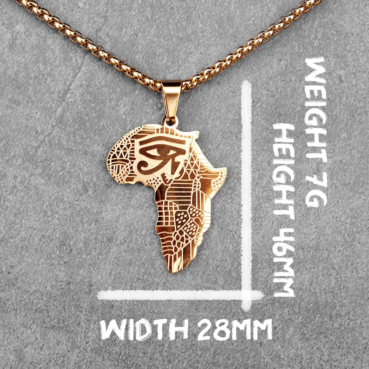 Golden Safari: Bold Africa Map Necklace for Men Stainless Steel Pendant Chain
