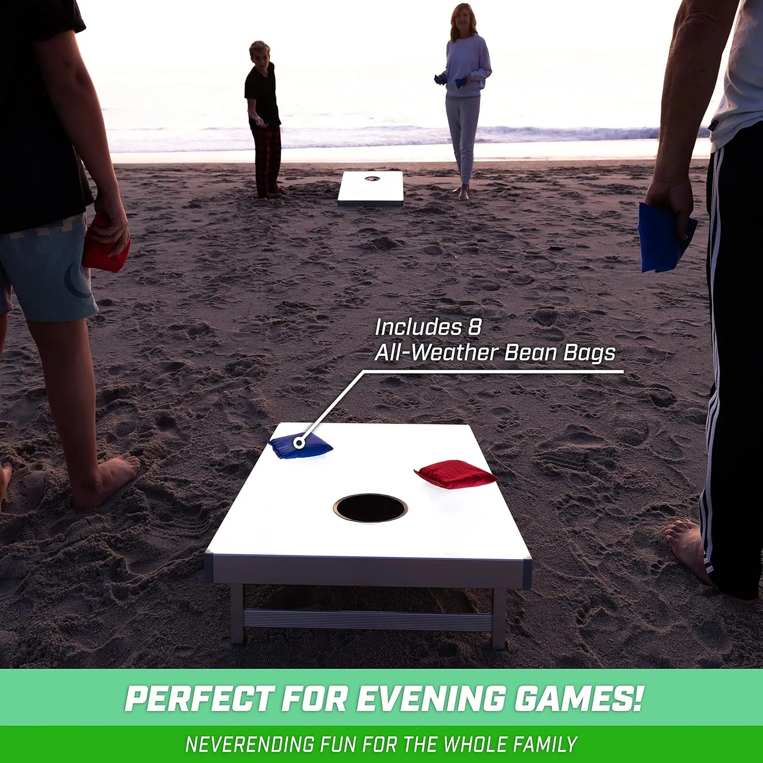 GoSports Tailgate Size 3 x 2 ft Cornhole Sets - Choose LED or Standard - Portable Set Includes 8 Bean Bags & Game Rules