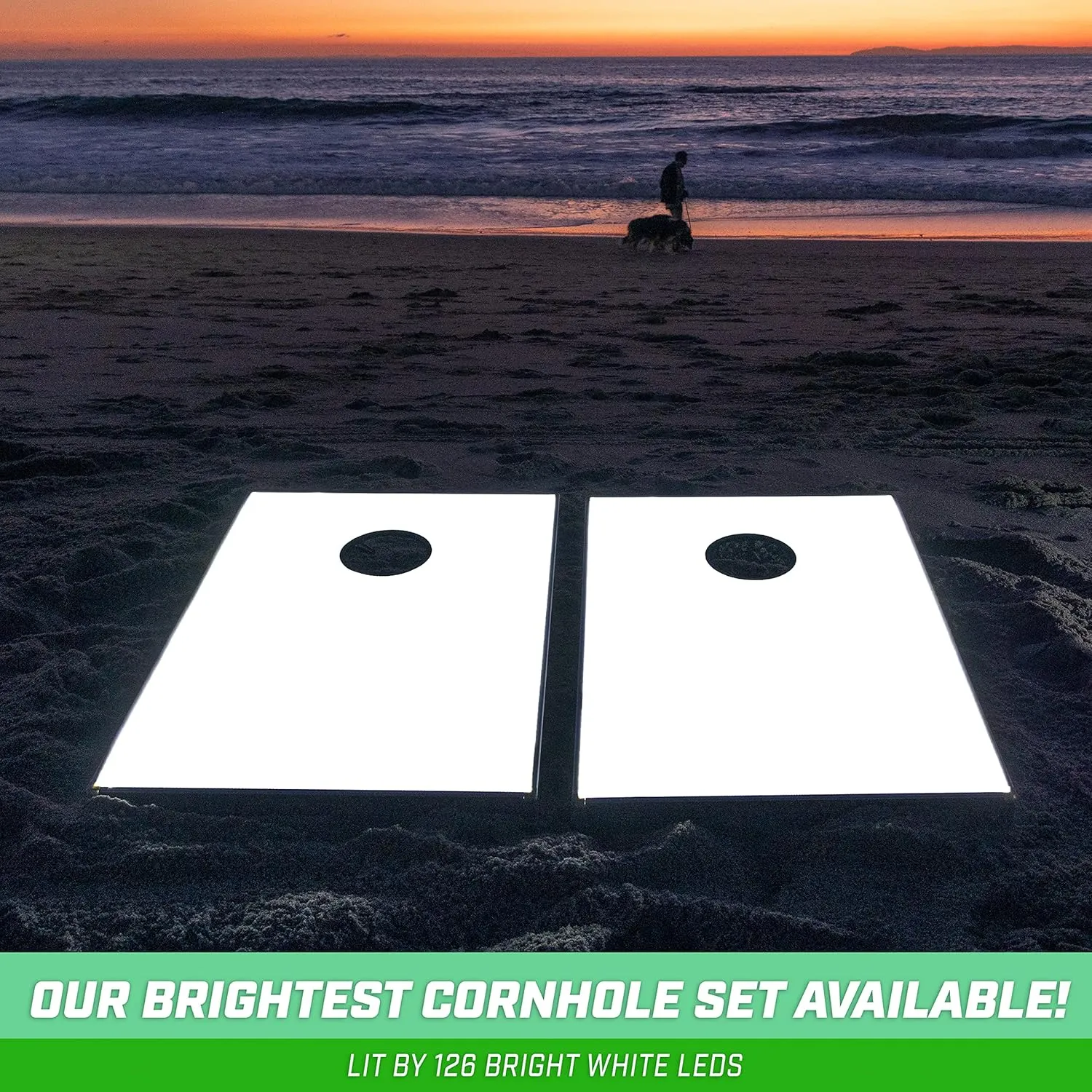 GoSports Tailgate Size 3 x 2 ft Cornhole Sets - Choose LED or Standard - Portable Set Includes 8 Bean Bags & Game Rules