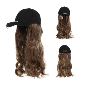 Hat Wig for Women Baseball Cap with Hair hat with hair attached for women Extensions Adjustable Hat Attached 44" Long Wavy Hairpieces Synthetic Wig